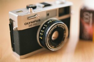 Analogue Olympus camera.